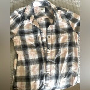 Vans Black and baby Pink Plaid Shirt